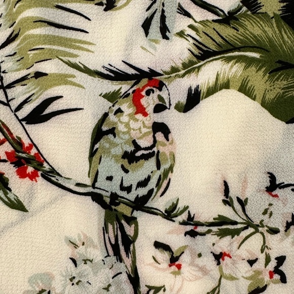 Amanda Green Jungle Bird Floral Leaf Print Top  Blouse Tunic Style with Belt XL - Picture 6 of 10